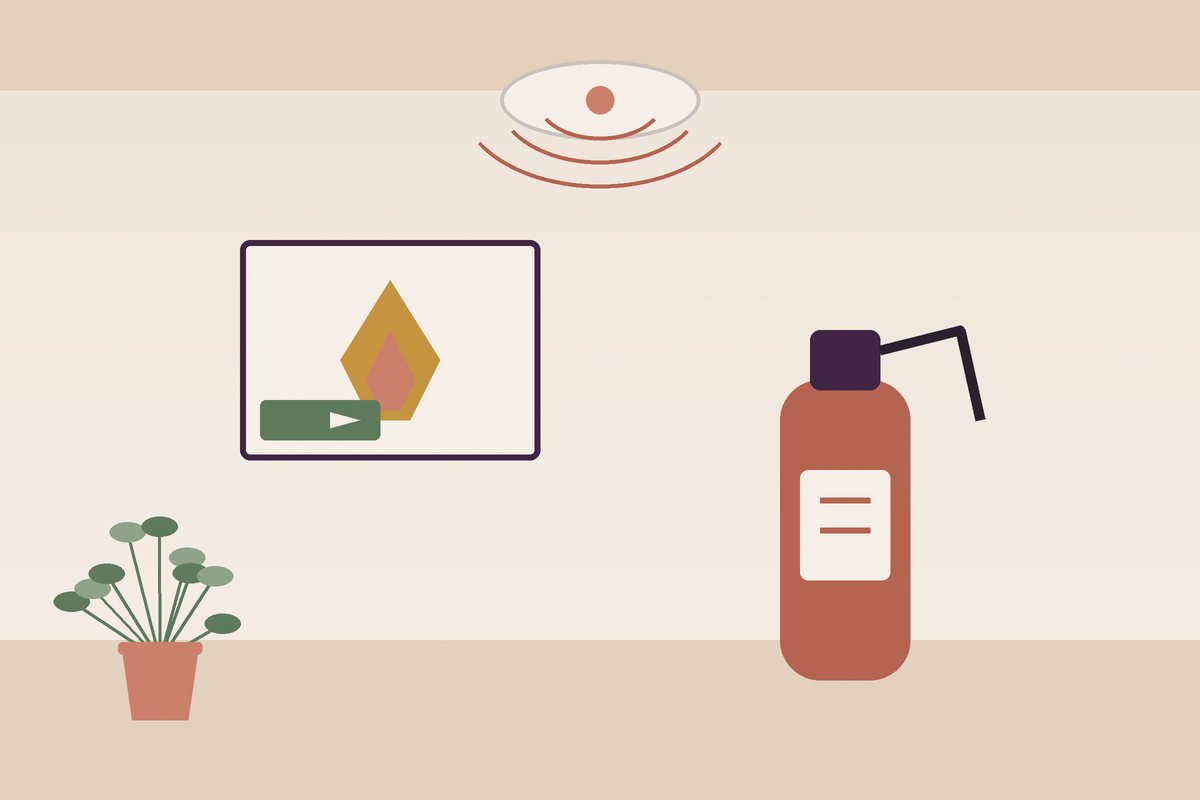 Ceiling smoke alarm, a fire extinguisher and a home safety plan